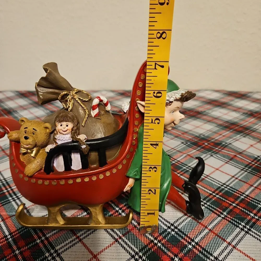 Holiday Home Festive North Pole Elf Sleigh Resin Decor